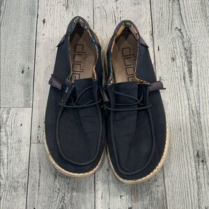 Women’s size 8 Hey Dude Navy Canvas Slip-On Loafers